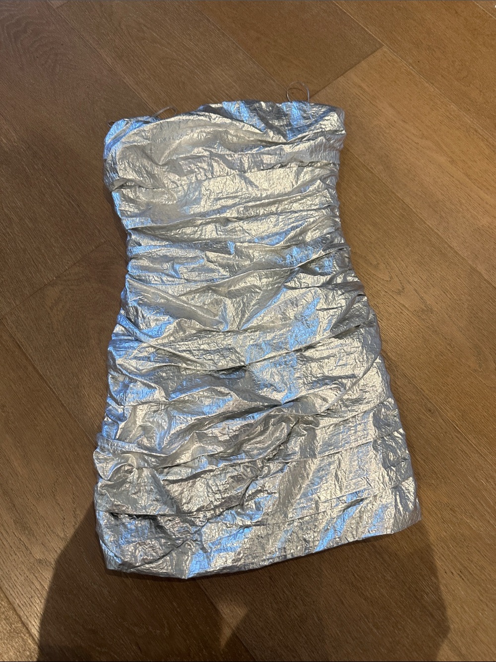 Zara Silver Strapless Ruched Party Dress